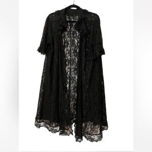 Jenelle of California vintage 1950s black lace peignoir robe